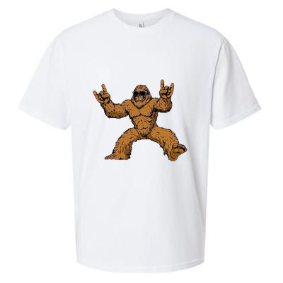 Funny Bigfoot Sasquatch Graphic Rock On Sueded Cloud Jersey T-Shirt