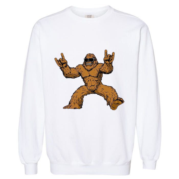 Funny Bigfoot Sasquatch Graphic Rock On Garment-Dyed Sweatshirt