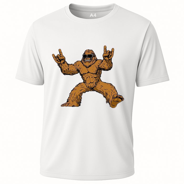 Funny Bigfoot Sasquatch Graphic Rock On Cooling Performance Crew T-Shirt