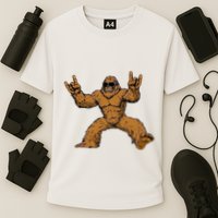 Funny Bigfoot Sasquatch Graphic Rock On Cooling Performance Crew T-Shirt