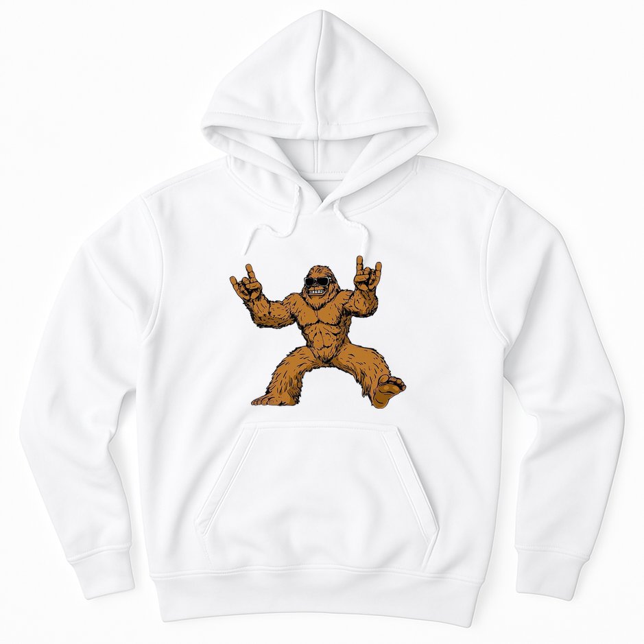 Funny Bigfoot Sasquatch Graphic Rock On Hoodie