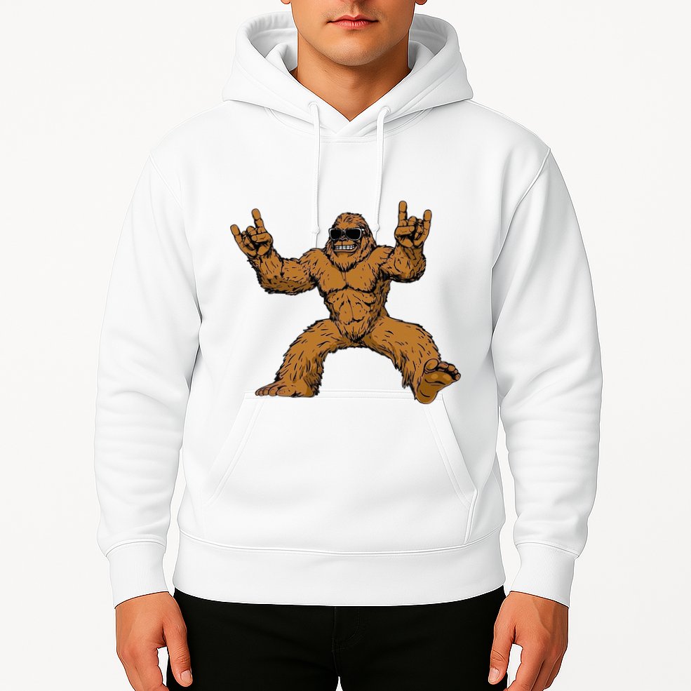 Funny Bigfoot Sasquatch Graphic Rock On Hoodie