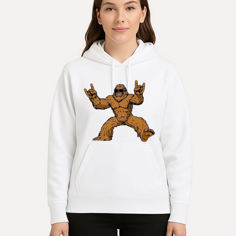 Funny Bigfoot Sasquatch Graphic Rock On Hoodie