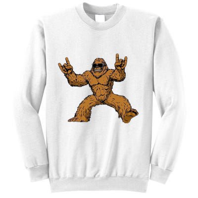 Funny Bigfoot Sasquatch Graphic Rock On Sweatshirt