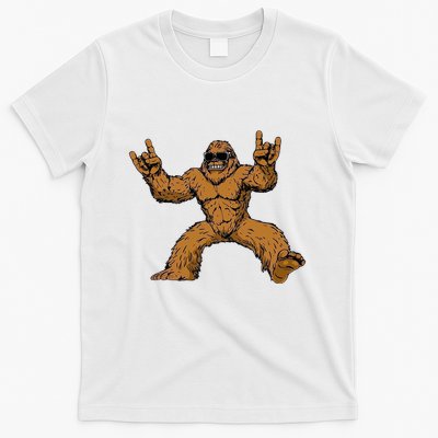 Funny Bigfoot Sasquatch Graphic Rock On T-Shirt