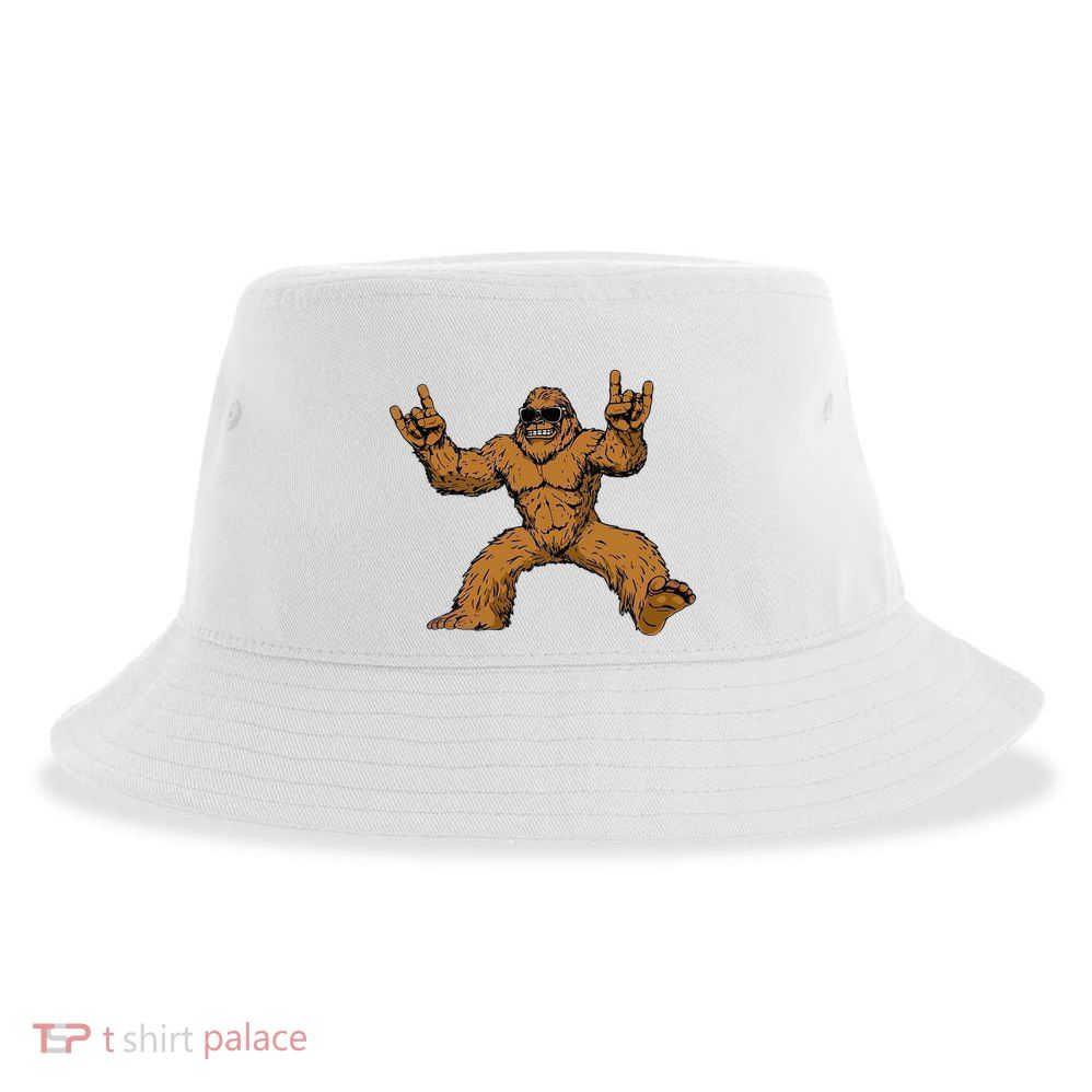 Funny Bigfoot Sasquatch Graphic Rock On Sustainable Bucket Hat