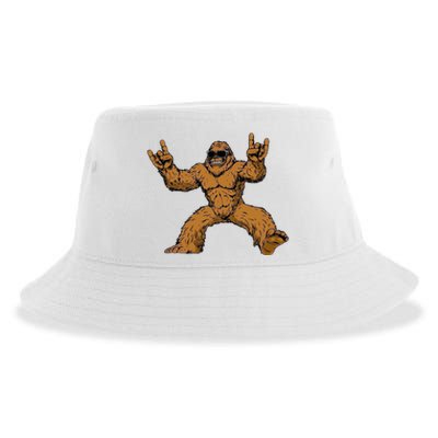 Funny Bigfoot Sasquatch Graphic Rock On Sustainable Bucket Hat