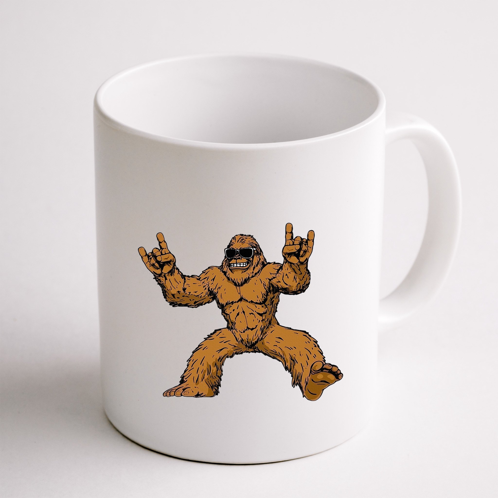Funny Bigfoot Sasquatch Graphic Rock On Mug