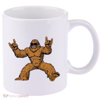 Funny Bigfoot Sasquatch Graphic Rock On 11oz C Handle Ceramic Mug