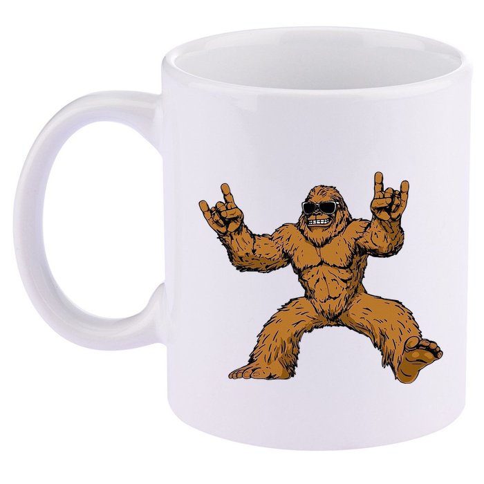 Funny Bigfoot Sasquatch Graphic Rock On 11oz C Handle Ceramic Mug