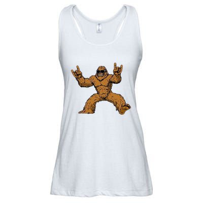 Funny Bigfoot Sasquatch Graphic Rock On Ladies Essential Flowy Tank