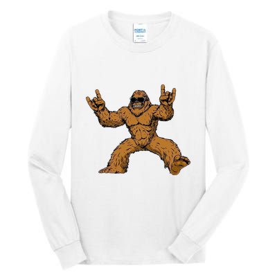 Funny Bigfoot Sasquatch Graphic Rock On Tall Long Sleeve T-Shirt