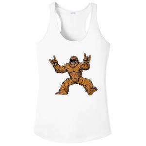 Funny Bigfoot Sasquatch Graphic Rock On Ladies PosiCharge Competitor Racerback Tank