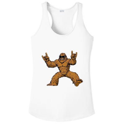 Funny Bigfoot Sasquatch Graphic Rock On Ladies PosiCharge Competitor Racerback Tank