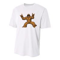 Funny Bigfoot Sasquatch Graphic Rock On Youth Performance Sprint T-Shirt