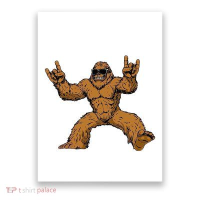 Funny Bigfoot Sasquatch Graphic Rock On Poster