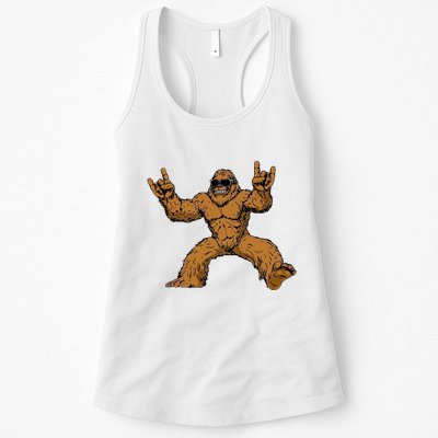 Funny Bigfoot Sasquatch Graphic Rock On Womens Tank Top