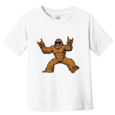 Funny Bigfoot Sasquatch Graphic Rock On Toddler T-Shirt