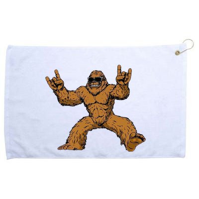 Funny Bigfoot Sasquatch Graphic Rock On Grommeted Golf Towel