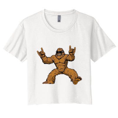 Funny Bigfoot Sasquatch Graphic Rock On Crop Top