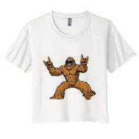 Funny Bigfoot Sasquatch Graphic Rock On Crop Top