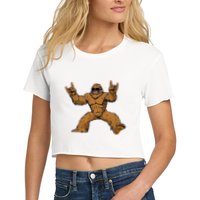 Funny Bigfoot Sasquatch Graphic Rock On Crop Top