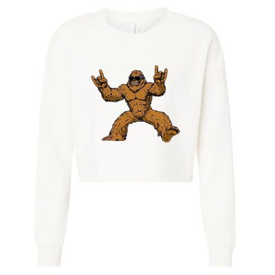 Funny Bigfoot Sasquatch Graphic Rock On Cropped Pullover Crew