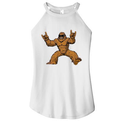 Funny Bigfoot Sasquatch Graphic Rock On Women's Perfect Tri Rocker Tank