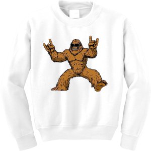 Funny Bigfoot Sasquatch Graphic Rock On Kids Sweatshirt