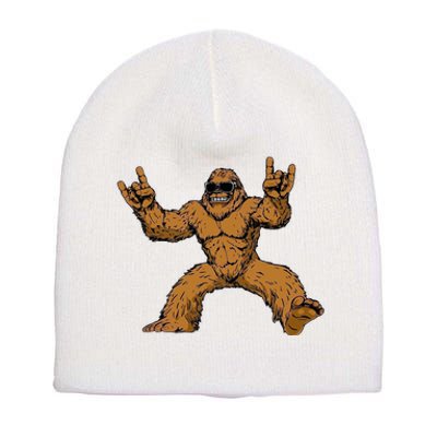 Funny Bigfoot Sasquatch Graphic Rock On Short Acrylic Beanie