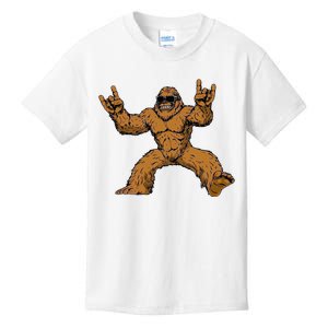 Funny Bigfoot Sasquatch Graphic Rock On Kids T-Shirt