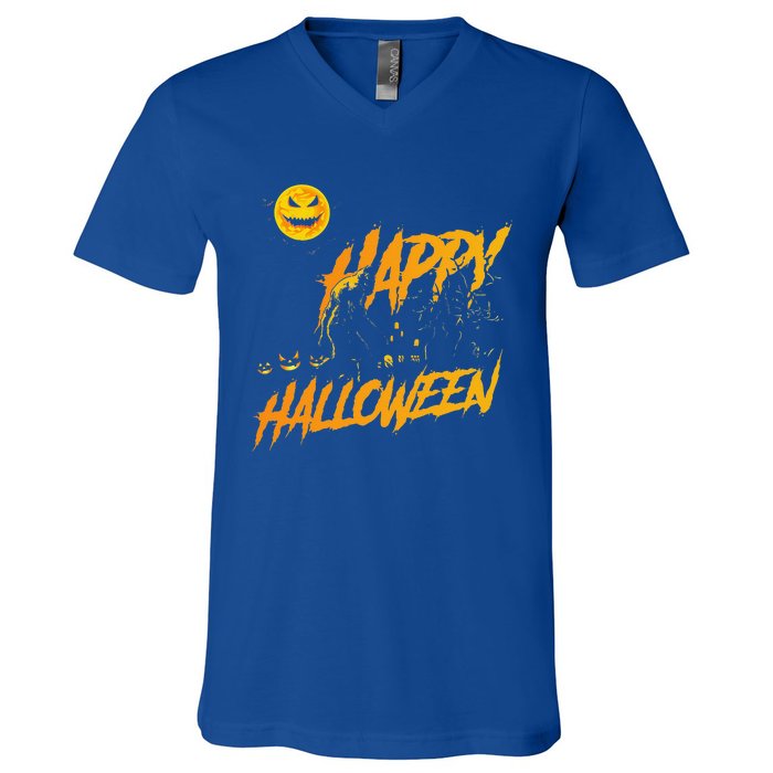 Funny Bigfoot Sasquatch Believer Happy Halloween Costume V-Neck T-Shirt