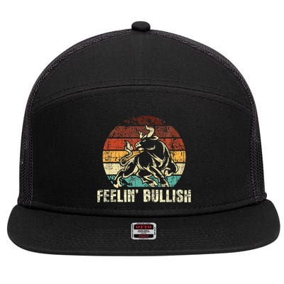 Feelin Bullish Stock Market Trading Day Trader Investor 7 Panel Mesh Trucker Snapback Hat