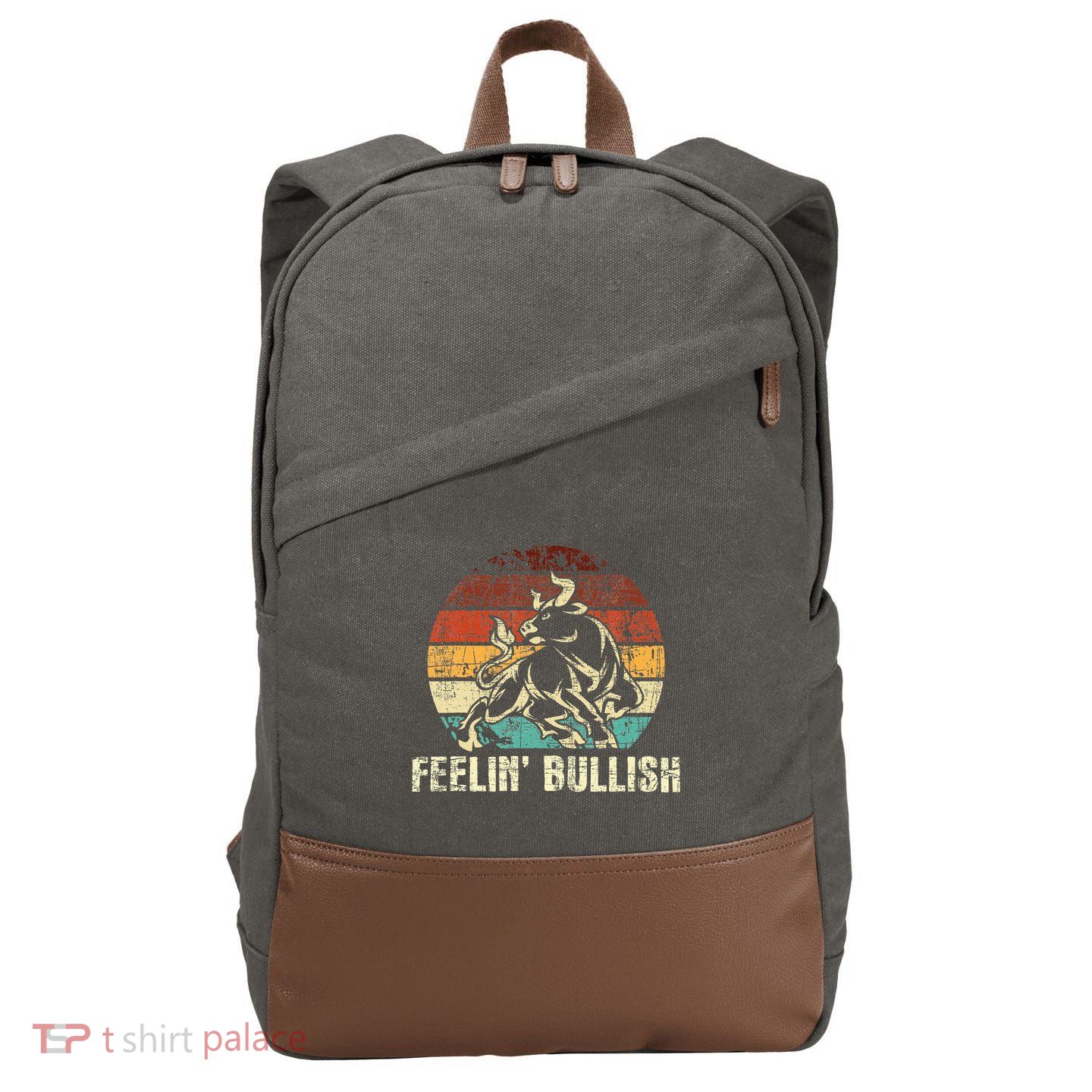 Feelin Bullish Stock Market Trading Day Trader Investor Cotton Canvas Backpack