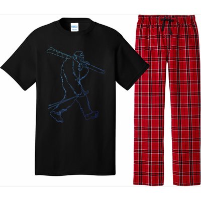 Funny Bigfoot Skiing Silhouette For Winter Ski Season Gift Pajama Set