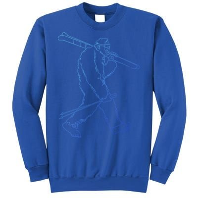 Funny Bigfoot Skiing Silhouette For Winter Ski Season Gift Sweatshirt