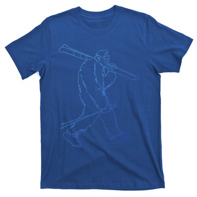 Funny Bigfoot Skiing Silhouette For Winter Ski Season Gift T-Shirt