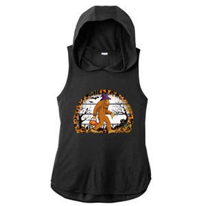 Funny Bigfoot Sasquatch Halloween Pumpkin Trick Or Treat Gift Ladies PosiCharge Tri-Blend Wicking Draft Hoodie Tank