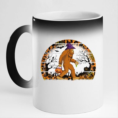 Funny Bigfoot Sasquatch Halloween Pumpkin Trick Or Treat Gift 11oz Black Color Changing Mug