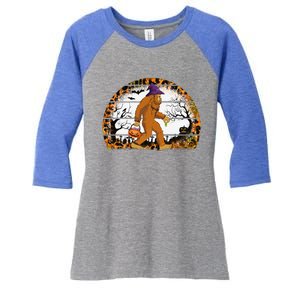 Funny Bigfoot Sasquatch Halloween Pumpkin Trick Or Treat Gift Women's Tri-Blend 3/4-Sleeve Raglan Shirt