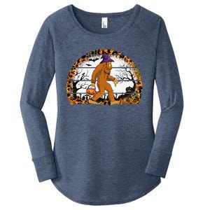 Funny Bigfoot Sasquatch Halloween Pumpkin Trick Or Treat Gift Women's Perfect Tri Tunic Long Sleeve Shirt