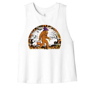 Funny Bigfoot Sasquatch Halloween Pumpkin Trick Or Treat Gift Women's Racerback Cropped Tank