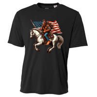 Funny Bigfoot Sasquatch Usa Mullet Bandana Horse Riding Cooling Performance Crew T-Shirt