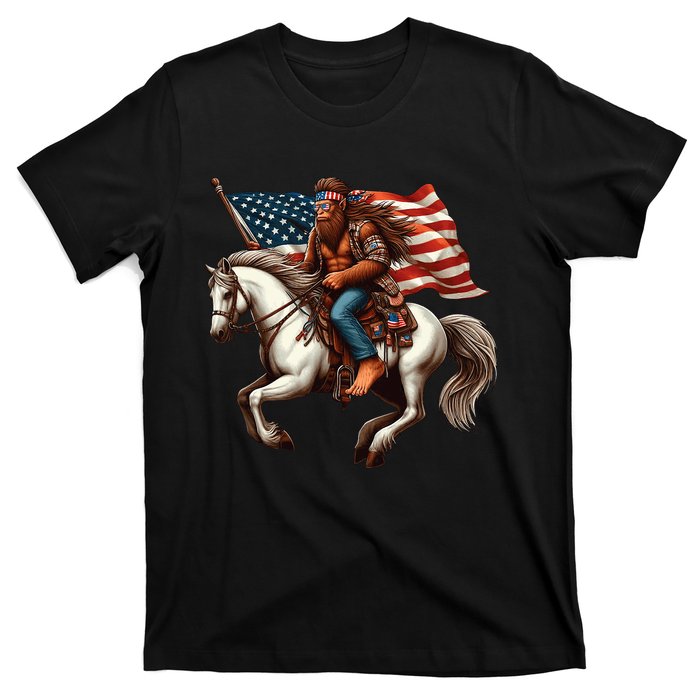 Funny Bigfoot Sasquatch Usa Mullet Bandana Horse Riding T-Shirt