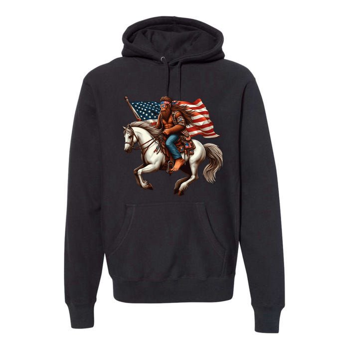 Funny Bigfoot Sasquatch Usa Mullet Bandana Horse Riding Premium Hoodie