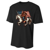 Funny Bigfoot Sasquatch Usa Mullet Bandana Horse Riding Performance Sprint T-Shirt