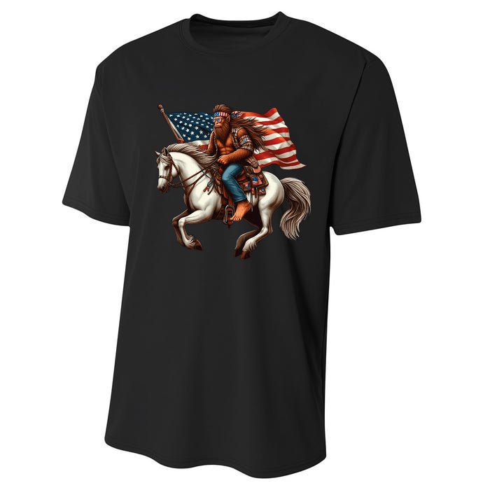 Funny Bigfoot Sasquatch Usa Mullet Bandana Horse Riding Performance Sprint T-Shirt