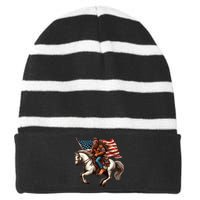 Funny Bigfoot Sasquatch Usa Mullet Bandana Horse Riding Striped Beanie with Solid Band