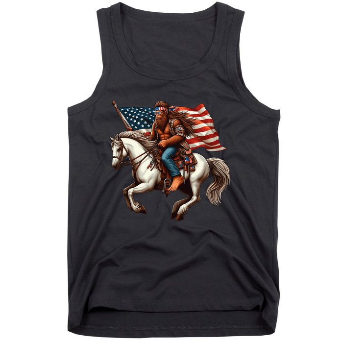 Funny Bigfoot Sasquatch Usa Mullet Bandana Horse Riding Tank Top