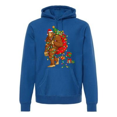 Festive Bigfoot Sasquatch Holiday Pajamas Premium Hoodie